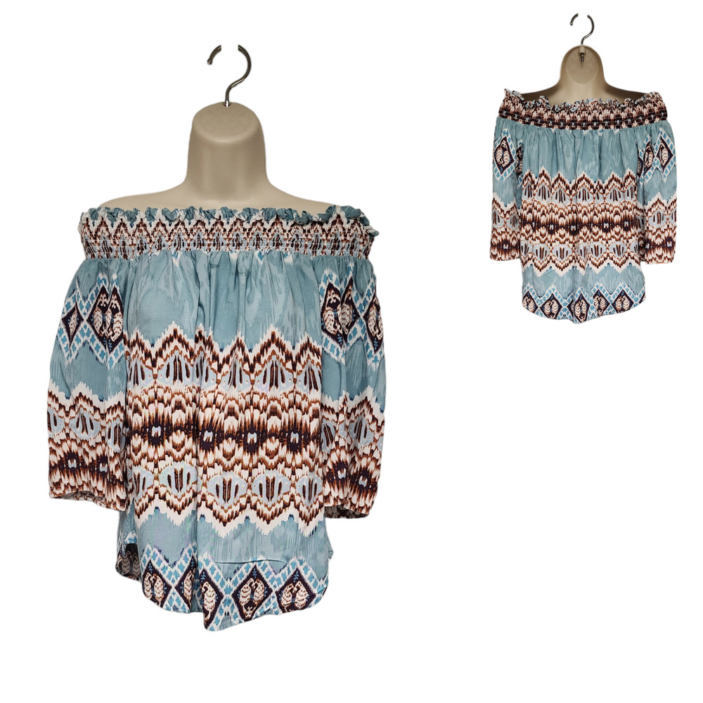 Karen Kane Tie Dye Cold Shoulder 3/4 Sleeve Flowry Blouse Size M